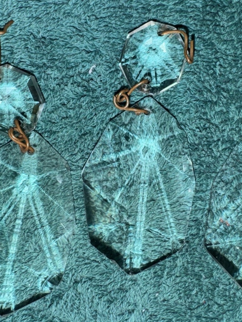 12 Antique Heavy Lead Crystal 1-7/8“Chandelier Prisms, Buttons, Rare Matching - Picture 5 of 5